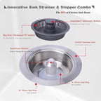 Kitchen Sink Drain Strainer 3 in 1, 304 Stainless Steel Pop Up Sink Stopper - Image 8