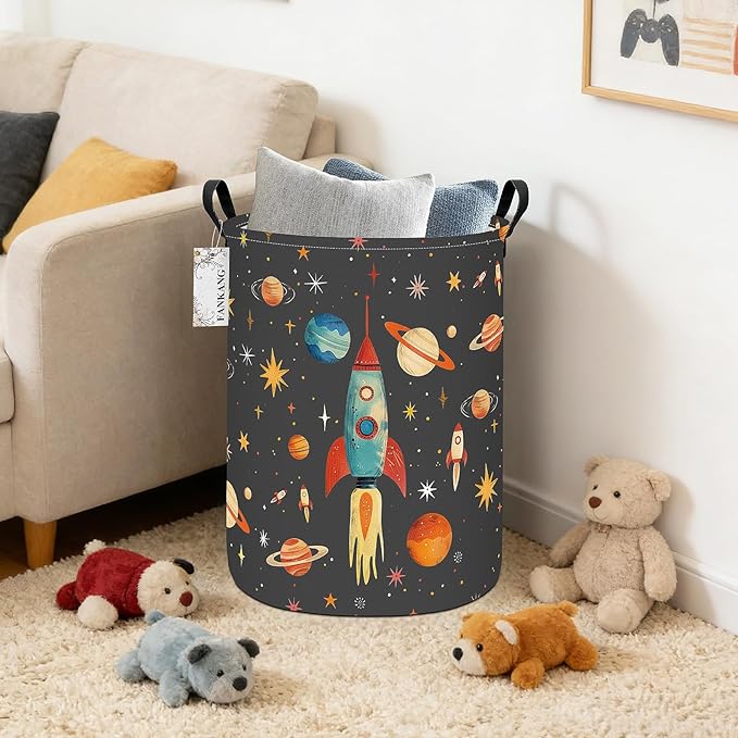FANKANG Storage Basket, Nursery Hamper Canvas Laundry Basket Foldable - Image 5