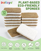 12 Count Plant-Based Kitchen Sponges, Compostable Cellulose Sponge, - Image 7