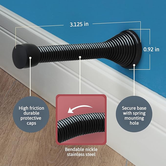 Jack N’ Drill Spring Door Stop w/ 3X Hinge Pin Door Stops | Flexi Heavy Duty - Image 5