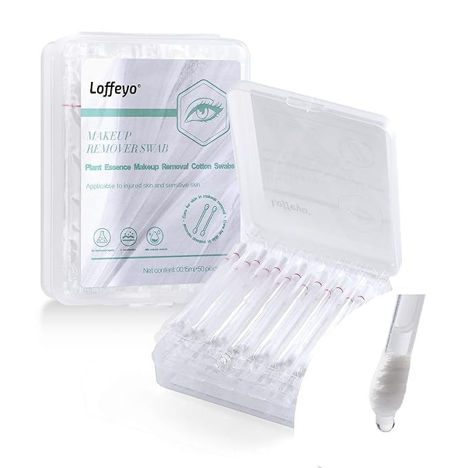 50 Count Makeup Remover Cotton Swabs, Eye & Lip Sticks remover by Loffeyo