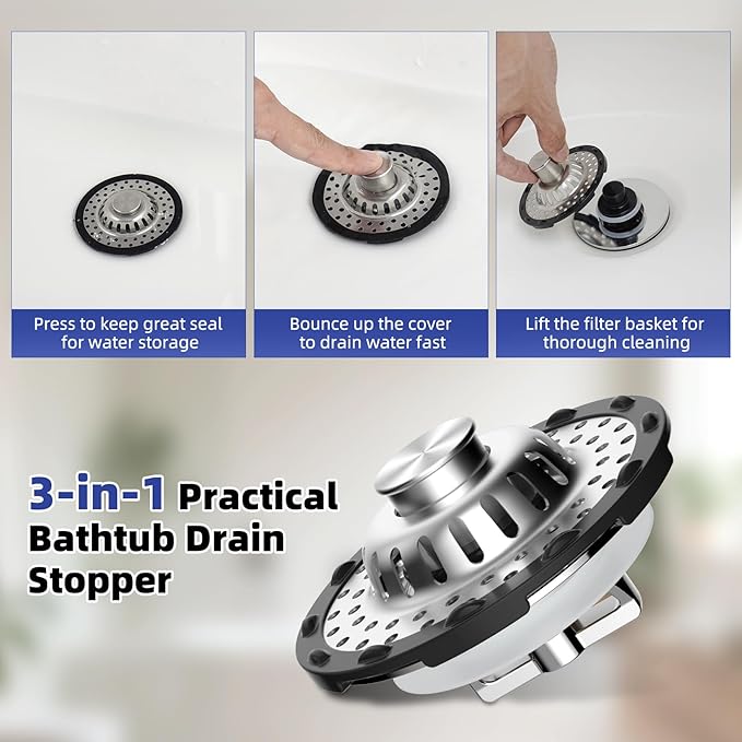 Metal 2 Pack Bathtub Drain Stopper - Image 6