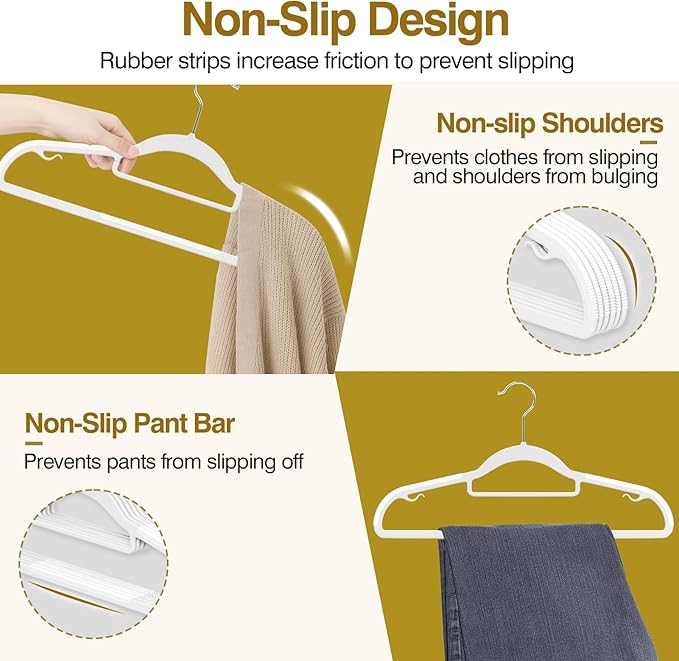 Plastic Hangers 50 Pack, 16.5 in Heavy Duty Clothes Hangers - Image 3