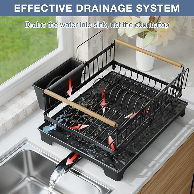 Dish Drying Rack with Drainboard, Rustproof Dish Rack - Image 7