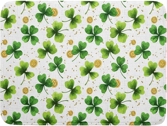 Green Shamrock St. Patrick's Day Dish Drying Mat 18 x 24 Inch by APORTT