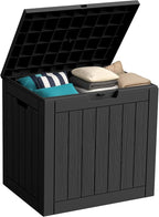 Outdoor Storage Box, 30 Gallon Waterproof Lockable Resin Deck Box for Patio, Garden & Storage, Easy Assembly Indoor & Outdoor Use, Black by Unknown
