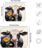 Dish Drying Mat Kitchen Counter Absorbent Flower Cow Coffee Sink Mat Dish - Image 3