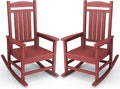 KINGYES Outdoor Rocking Chair Set of 2, High Density Polyethylene Patio Rocking Chairs with 330lbs Support for Adults, Dark Red by KINGYES