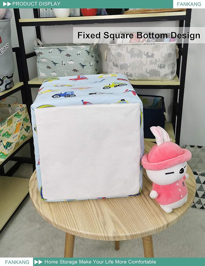 FANKANG Square Nursery Hamper Storage Bins Canvas Laundry Basket Foldable - Image 7