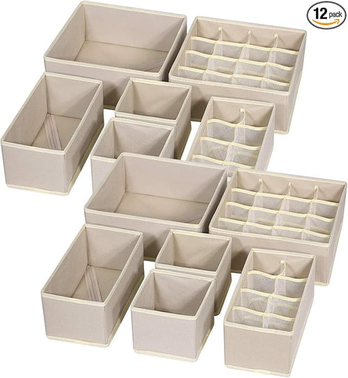12 Pack Foldable Drawer Organizer Dividers Cloth Storage Box Closet Dresser by TENABORT