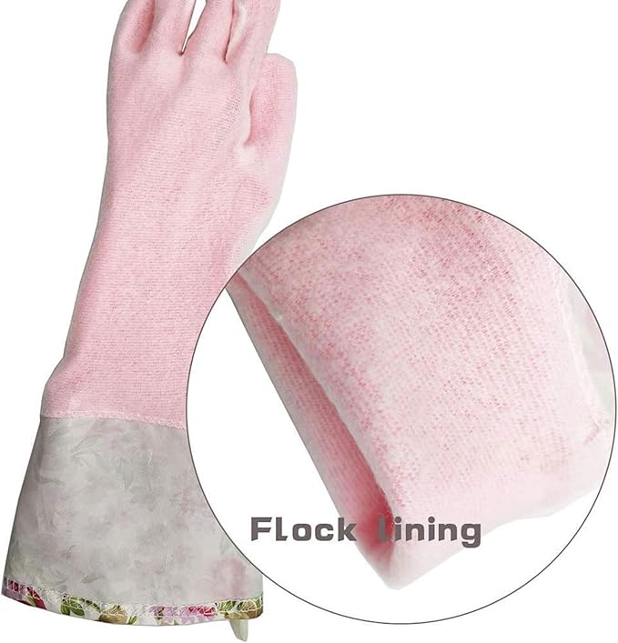 KINGFINGER Dishwashing Cleaning Gloves, 2 Pairs Reusable Rubber Gloves PVC - Image 2