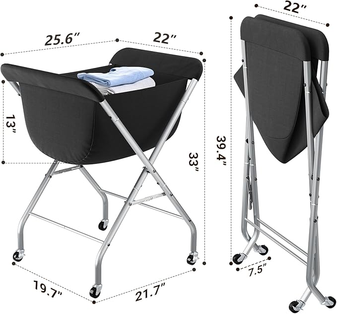 ELYKEN Laundry Cart with Wheels, 33”H Easy Rolling Laundry Hamper with - Image 5