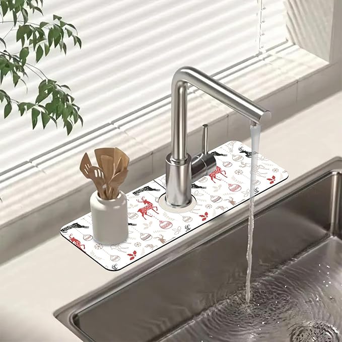 Chrismas Sink Splash Guard Faucet Mat Christmas Absorbent Fast Drying Mat Sink by Unknown