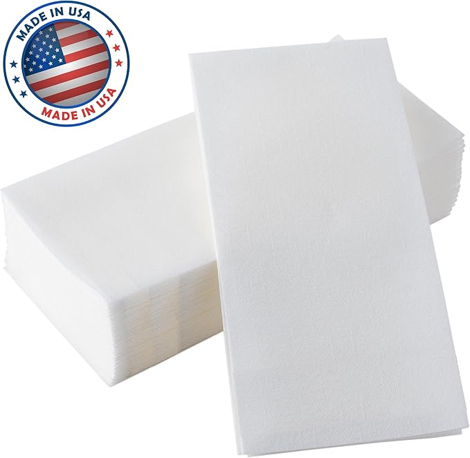 100-Pack BloominGoods Disposable Bathroom Napkins | Linen-Feel Guest Towels | - Image 3