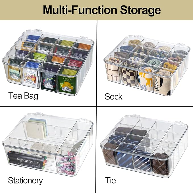 Socks Underwear Drawer Organzier Dividers, 16 Compartment Removable Divided - Image 2