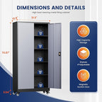 Yizosh Metal Garage Storage Cabinet with Locking Doors and Adjustable Shelves,- 75" Rolling Steel Tool Cabinet for Home Office,Garage,Warehouse - Image 3