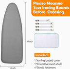 Ironing Board Cover and Pad, 18x49 Extra Wide Thick Iron Padding, Scorch & - Image 6