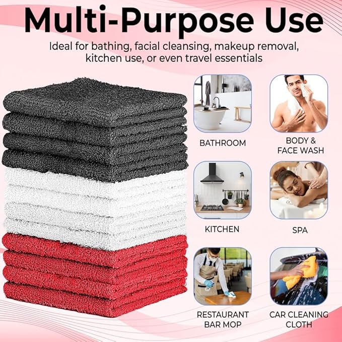 100% Cotton Washcloth Set – Soft, Absorbent Face Towels - Image 7
