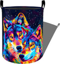 Neon Wolf with Vibrant Color Laundry Basket with Handles, 19.7"x15.7" Clothes by Ti+Caldi
