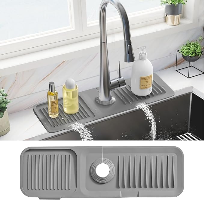 PoYang 17.7 Inch Faucet Mat for Kitchen Sink Splash Guard Behind Faucet by PoYang