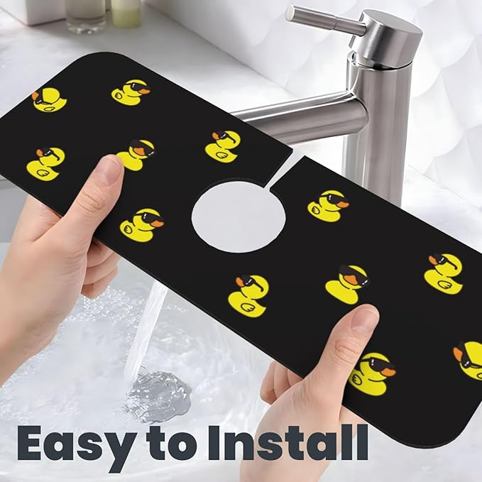 Duck Ducky Sunglasses Yellow Kitchen Sink Splash Guard Faucet Mat Super - Image 6