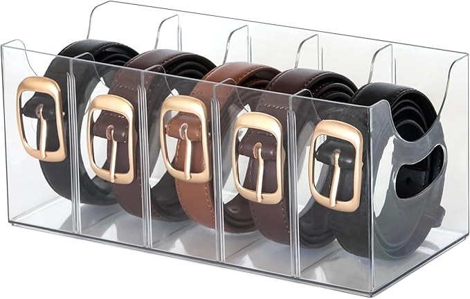 Belt Organizer - Clear Stackable Belt holder by Rusnugic