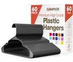 Gray Plastic Hangers 60 Pack– Heavy-Duty Plastic Hangers Slim and Space-Saving by Campior