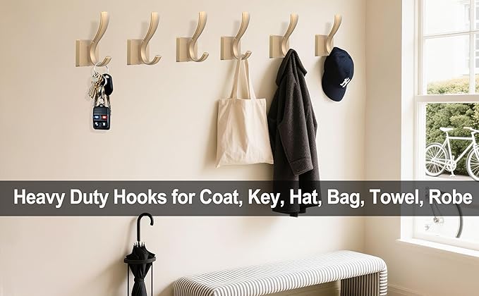 Gold Coat Hooks, Towel Robe Hooks Bathroom Entryway Mudroom Pool Hooks - Image 7