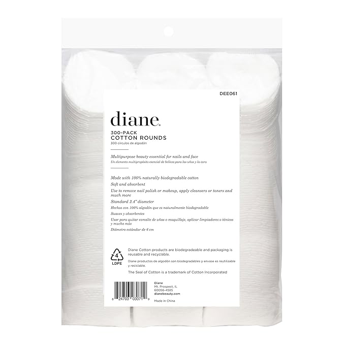 Diane Multi-Layer Cotton Rounds, 100% Pure Cotton, Hypoallergenic, Biodegradable - Image 6