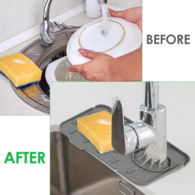 Sink Faucet Splash Guard Mat Silicone Soap Dish Pad Faucet Handle Drip Catch - Image 5
