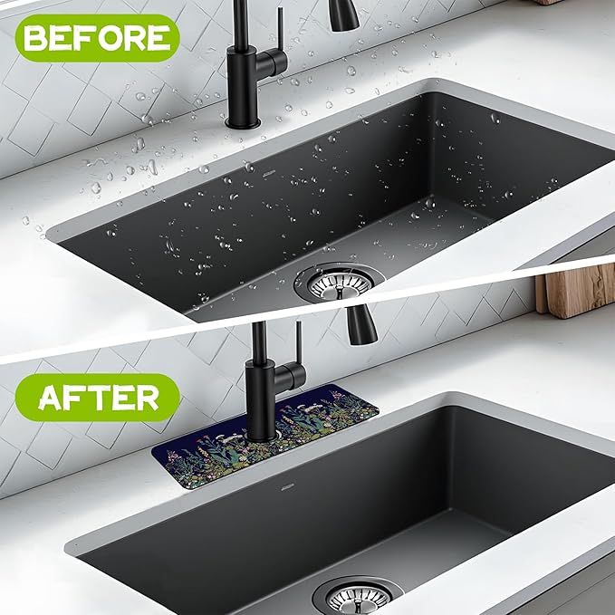 Kitchen Sink Splash Guard Faucet Mat Super Absorbent Fast Drying Mat Guard - Image 6
