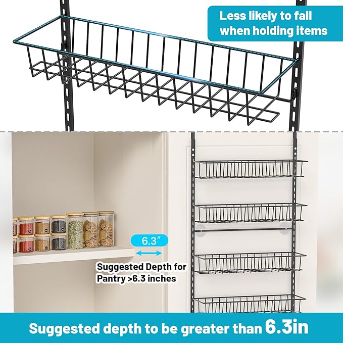 6-Tier Pantry Door Oragnizer, Over The Door Pantry Organizer Rack and Storage - Image 5