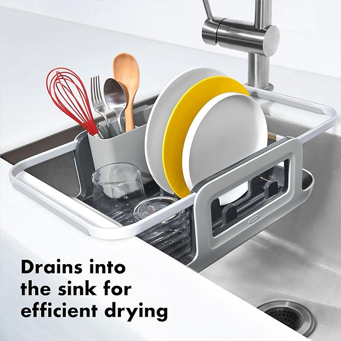 OXO Good Grips Extendable Over-The-Sink Aluminum Drying Dish Rack - Image 3