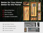 Bamboo Kitchen Drawer Organizer Boxes – 9" x 6" Stackable Wood Silverware - Image 8