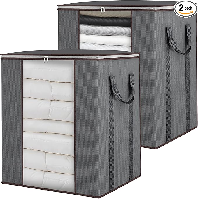 Fixwal Extra Large Blanket Storage Bags 120L 2 Pack Comforter Storage Bags by Fixwal