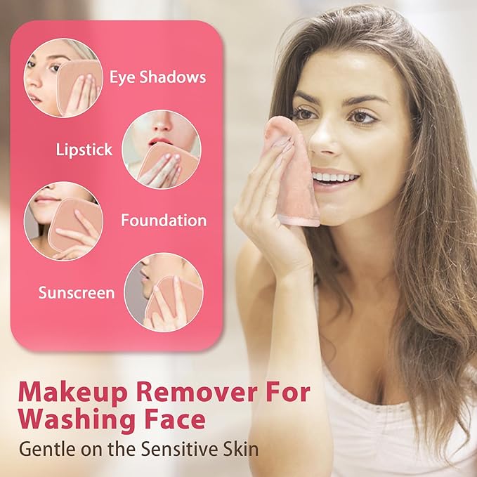 Makeup Remover Cloth, 12 Pack Makeup Remover Pads Microfiber Face Washcloth - Image 2
