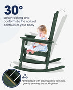 KINGYES Oversized Outdoor Rocking Chair Set of 2, All-Weather Patio Rocking Chairs for Porch, HDPE Outdoor Patio Rockers with High Back & Wide Seat for Garden, Lawn, Green - Image 5
