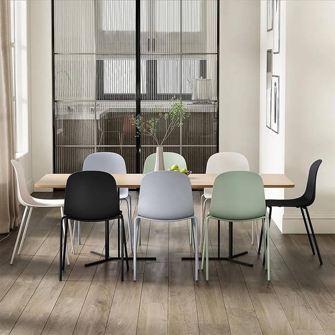 2xhome Modern Stackable Armless Dining Chair | Plastic Shell Seat with Metal Legs | Indoor or Outdoor Use | Home Kitchen Patio (1, Grey, No Padding) - Image 9