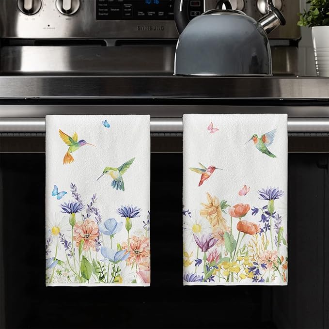 Artoid Mode Anemone Flower Hummingbird Kitchen Towels Dish Towels, 18x26 Inch - Image 7