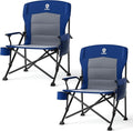 EVER ADVANCED Oversized Folding Camping Chair for Adults, Heavy Duty Lawn Chair with Side Pockets, Portable Collapsible Quad Chair for Outside, Support Up to 500lbs, Blue 2PACK by EVERADVANCED