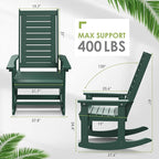 GREENVINES Outdoor Rocking Chair Set | 3-Piece | 2 Rocking Chairs with 1 Side Table | Porch Rocker | HDPE Plastic | Forest | Patio Furniture Sets | High Back | Big & Tall | Ladder Back - Image 3