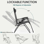 NEWBULIG Zero Gravity Chair Set of 4, Lounge Chair Folding Portable Adjustable Camping Reclining Chairs with Adjustable Pollow, Mesh Back, Cup Holder Trays Lawn Patio Chair for Pool Beach - Black - Image 5