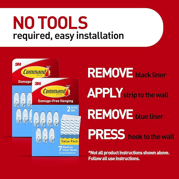 Command Clear Medium Hooks, 14 Hooks, 24 Strips - Image 8