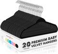 HOUSE DAY 11 Inch Black Velvet Baby Hangers 20 Pack, Premium Kids Hangers by HOUSEDAY