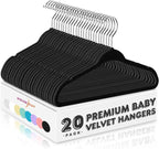 HOUSE DAY 11 Inch Black Velvet Baby Hangers 20 Pack, Premium Kids Hangers by HOUSEDAY