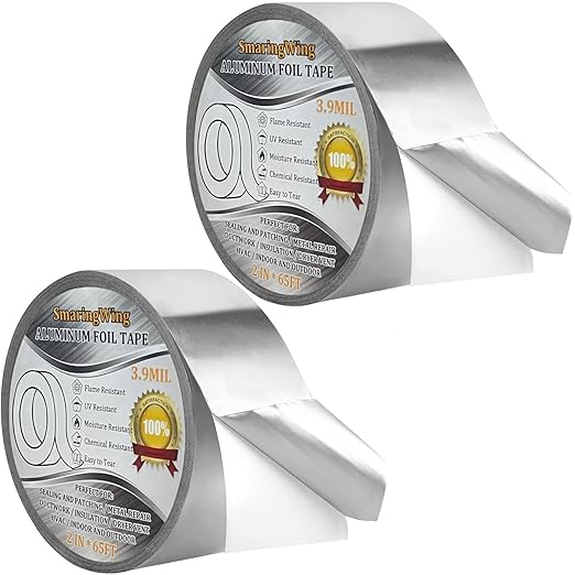2PCS Premium Aluminum Foil Tape, High Temperature Heavy Duty Insulation Tape by SmaringWing