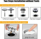 Bathtub Drain Stopper, Pop Up Tub Stopper and Cover, Bottom - Image 2