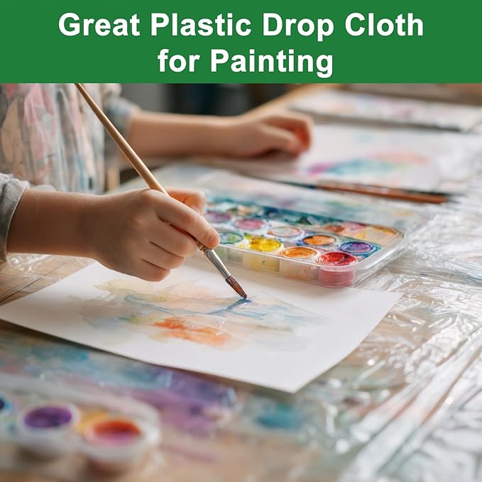 3-Pack 9x12 ft Painter Plastic Drop Cloths Sheet, Waterproof Anti-dust Cover - Image 5