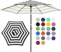 JEAREY 7.5FT Patio Umbrella Outdoor Market Umbrella with 6 Sturdy Ribs, Push Button Tilt/Crank Table Umbrella for Garden, Deck, Backyard and Pool, Beige & Black Stripe by JEAREYOutdoorsCollection