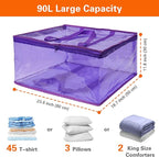 Vieshful 90L Clear Clothes Storage Bag Colorful Clothes Organizer - Image 2